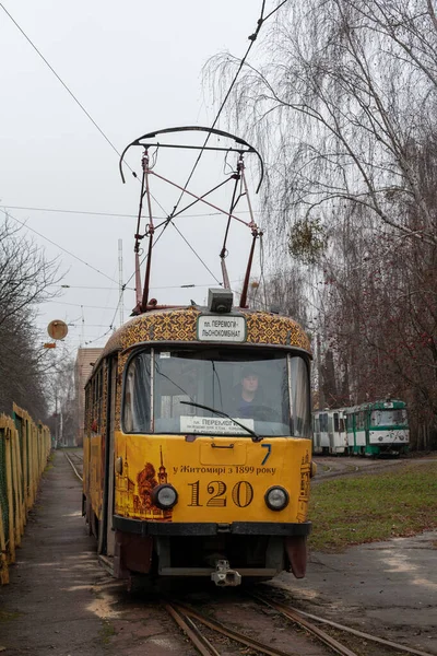 Zhytomyr Ukraine Dezember 2020 Tatra T4Su Straßenbahn Steht Auf Den — Stockfoto