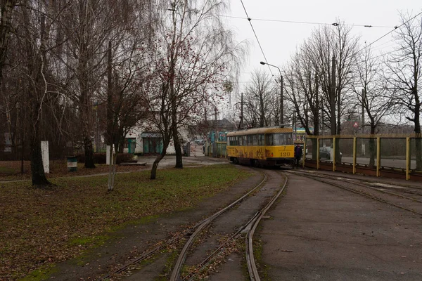 Zhytomyr Ukraine Dezember 2020 Tatra T4Su Straßenbahn Steht Auf Den — Stockfoto