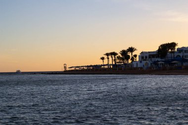 Sharm El Sheikh, Mısır - 14 Ocak 2021 Albatros Sarayı Sharm Oteli plajı