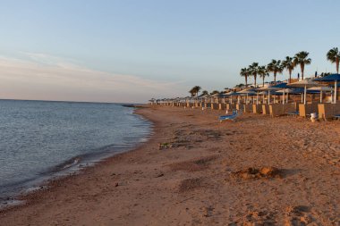 Sharm El Sheikh, Mısır - 14 Ocak 2021 Albatros Sarayı Sharm Oteli plajı