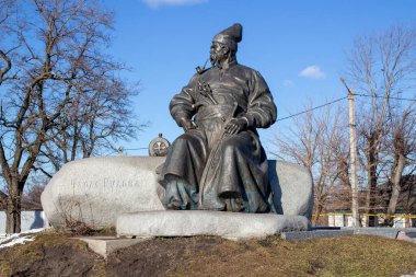 Keleberda, Ukrayna - 6 Mart 2021: Taras Bulba Anıtı