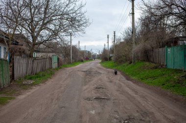 Subotiv, Ukrayna - 17 Nisan 2021: Subotiv Köyü Sokakları