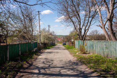 Stebliv, Ukrayna - 3 Mayıs 2021: Stebliv köyünde Sokaklar 