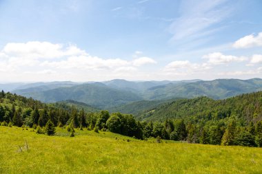 Yaz güneşli bir günde Karpat Dağları Panoraması