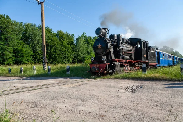 ウクライナ ハイヴォロン 2021年7月10日 旧蒸気機関車Gr 280がハイヴォロン駅付近 — ストック写真