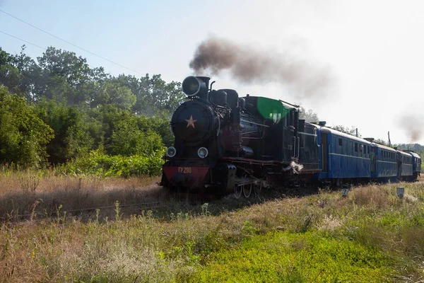 Haivoron Ucrania Julio 2021 Antigua Locomotora Vapor 280 Cerca Estación —  Fotos de Stock