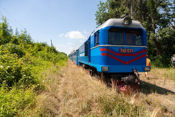 Haivoron Ucrania Julio 2021 Locomotora Vía Estrecha Tu2 Estación Ferrocarril — Foto de Stock