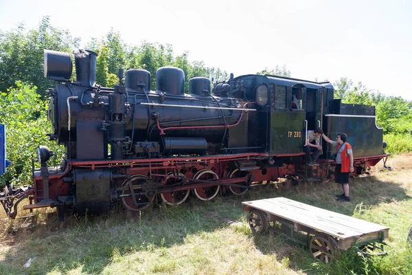 Haivoron Oekraïne Juli 2021 Oude Stoomlocomotief 280 Bij Het Treinstation — Stockfoto