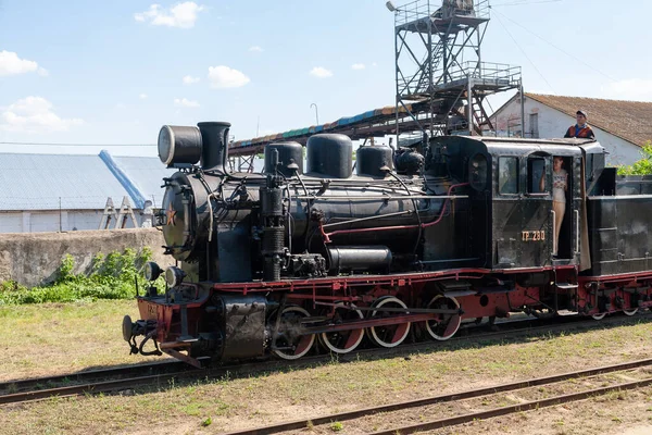 ウクライナ バーシャド 2021年7月10日 バーシャド駅の古い蒸気機関車Gr 280 — ストック写真