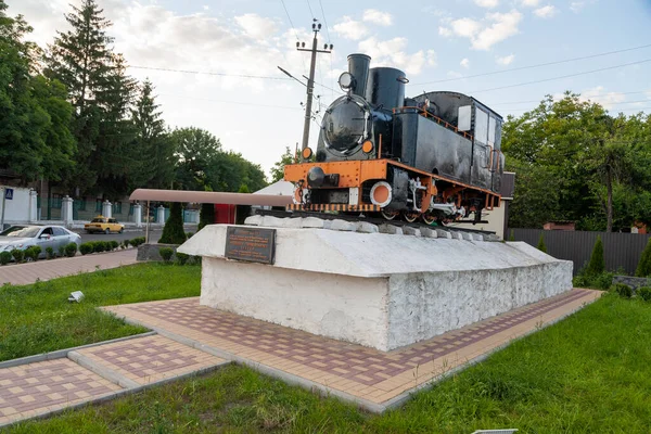 Haivoron Oekraïne Juli 2021 Monument Voor Smalspoorlocomotief 202 — Stockfoto