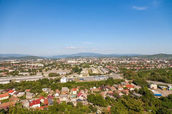 Panoramisch Uitzicht Van Palanok Kasteel Naar Stad Mukachevo — Stockfoto
