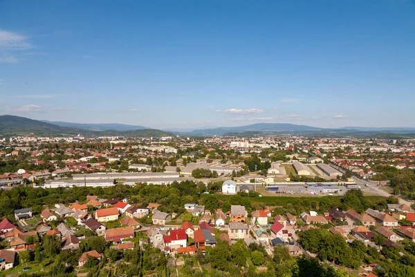 Panoramisch Uitzicht Van Palanok Kasteel Naar Stad Mukachevo — Stockfoto