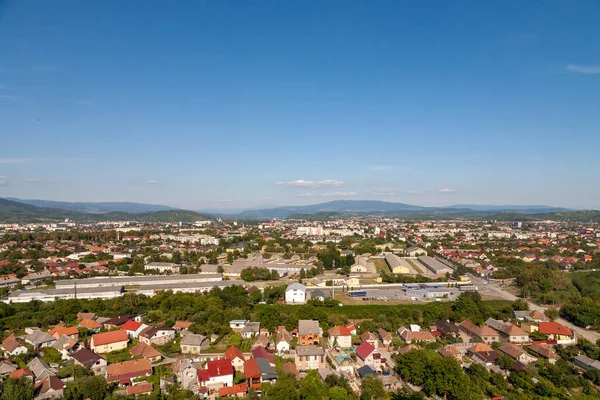 Panoramisch Uitzicht Van Palanok Kasteel Naar Stad Mukachevo — Stockfoto