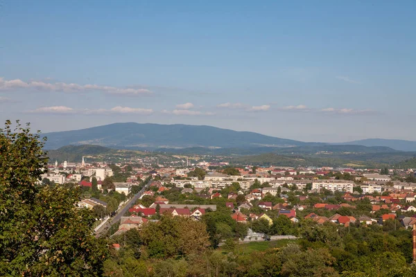 Vista Panorâmica Castelo Palanok Para Cidade Mukachevo — Fotografia de Stock