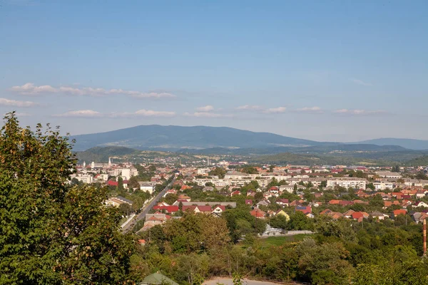 Panoramatický Výhled Hradu Palanok Město Mukačevo — Stock fotografie