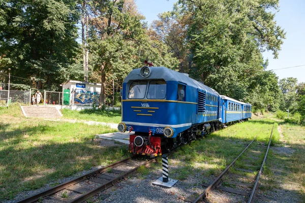 Uzhhorod Ukraine August 2021 Narrow Gauge Locomotive Tu2 Children Railway — Stock Photo, Image