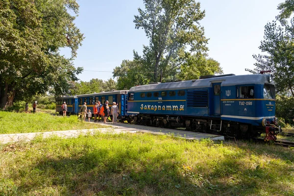 Uzhhorod Ucraina Agosto 2021 Ferrovia Bambini Nel Central Park Della — Foto Stock