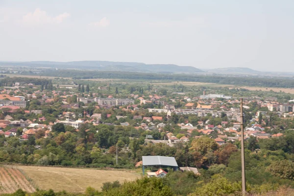 Berehove Oekraïne Augustus 2021 Zicht Fron Hill Met Groot Kruis — Stockfoto