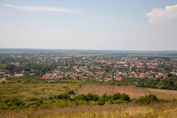 Berehove Ucrania Agosto 2021 Vista Desde Colina Con Gran Cruz — Foto de Stock