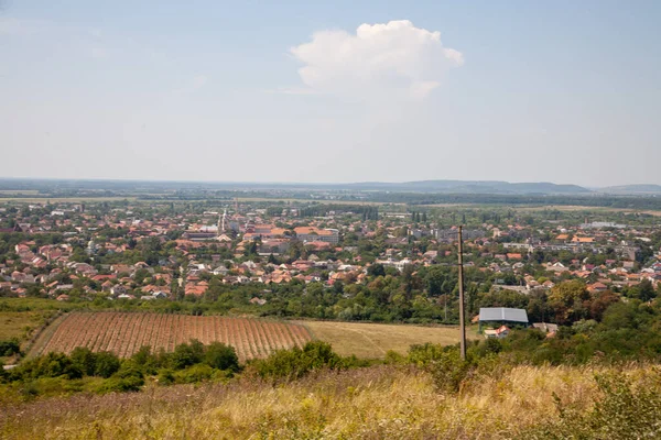 Berehove Ucrania Agosto 2021 Vista Desde Colina Con Gran Cruz — Foto de Stock