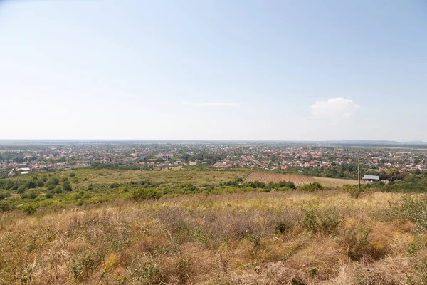 Berehove Ucrania Agosto 2021 Vista Desde Colina Con Gran Cruz — Foto de Stock