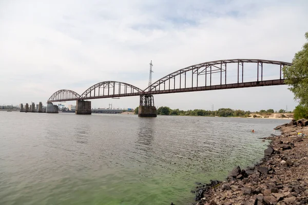 Kaniv Ucrania Agosto 2021 Puente Ferroviario Abandonado Sobre Río Dnipro — Foto de Stock