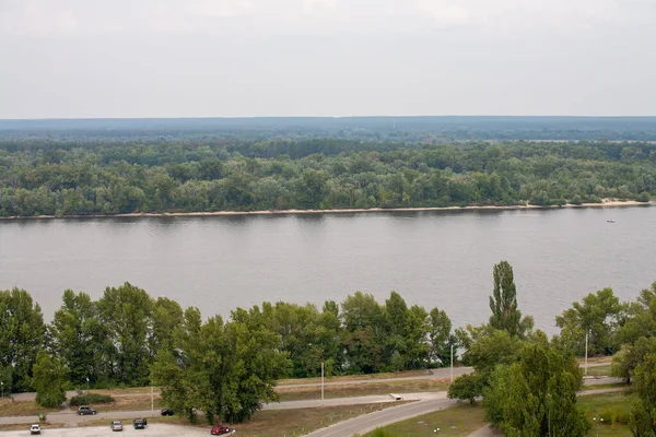 Вид Річку Дніпро Влітку Канів Україна Пагорб Тарасова Чернеча Гора — стокове фото