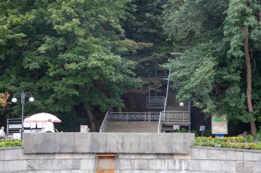 Kaniv, Ukraine - August 29, 2021: Stairs to Tarasova Gora