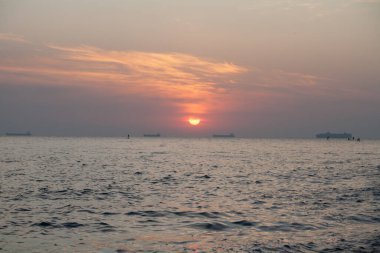 Odesa, Ukrayna 'da Balck Denizi kıyısında gün doğumu