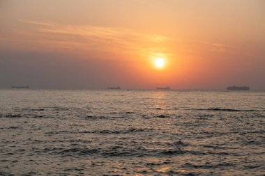 Odesa, Ukrayna 'da Balck Denizi kıyısında gün doğumu