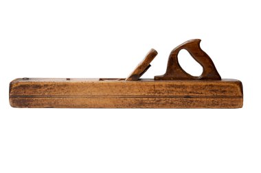 Ağaç işleme aracı. Whit üzerinde izole geleneksel ahşap el uçak