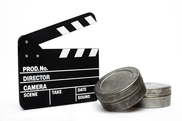 Movie clapper board on white background — Stock Photo, Image