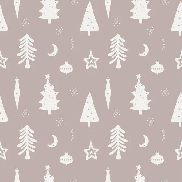 Fondo Navidad Sin Costuras Con Árboles Navidad Decorativos Ilustración Vectorial — Archivo Imágenes Vectoriales