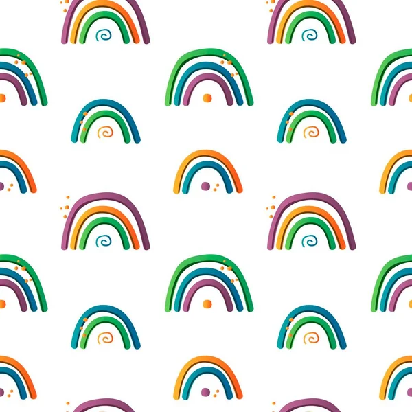 Seamless Pattern Colorfull Lovely Rainbows Vector Illustration — Stock Vector