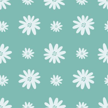 Çiçeksiz desenli şirin papatya çayı. Yaz dönemi. Vektör illüstrasyonu.