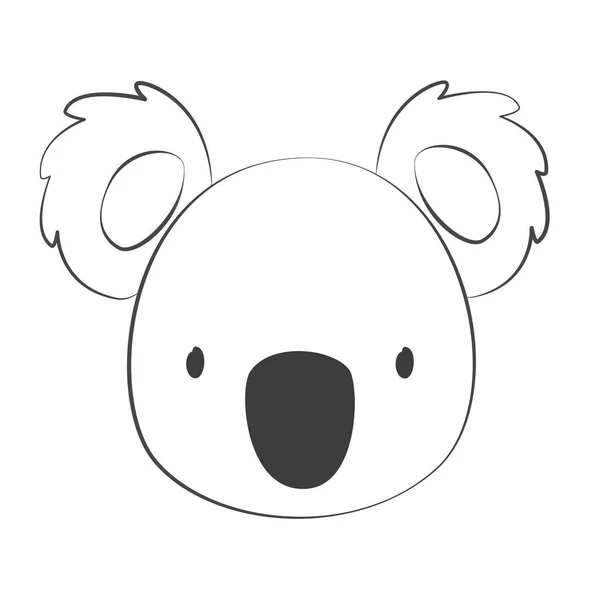 Ilustración Vectorial Dibujado Mano Una Cara Koala Divertido Lindo Objetos — Vector de stock