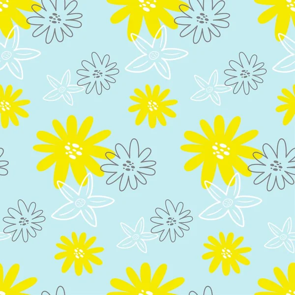 Florales Nahtloses Muster Niedliche Sommerblumen Sommer Hintergrund Vektorillustration — Stockvektor