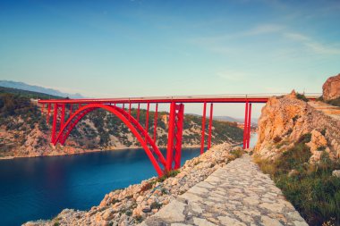 Maslenica Boğazı ve güzel günbatımı, Hırvatistan 