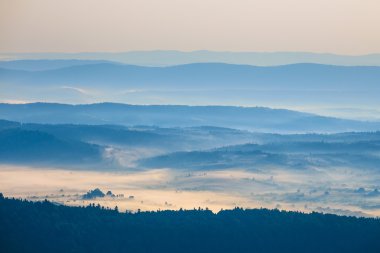 Dağlarda sisli bir sabah 