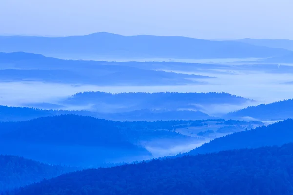 Nebliger Morgen in den Bergen — Stockfoto