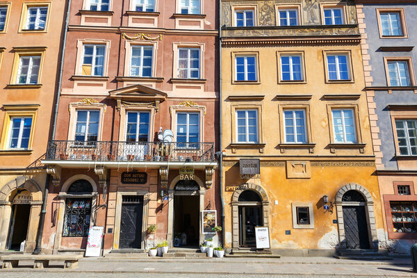 WARSAW, POLAND, 13 march 2016: Old town square in Warsaw in a sunny day. Warsaw is the capital of Poland
