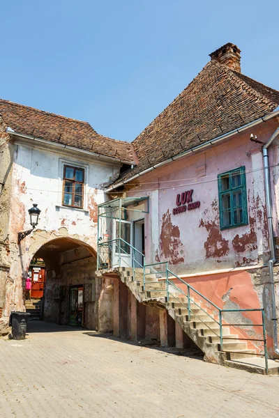 Medias, Romania, 08 JULY 2015: Historical centre of Medias, medieval city in Transylvania, Romania — Stock Photo, Image