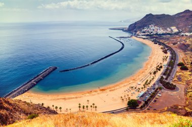 Ünlü plaj Playa de las Teresitas, Tenerife, Kanarya Adaları, Sp