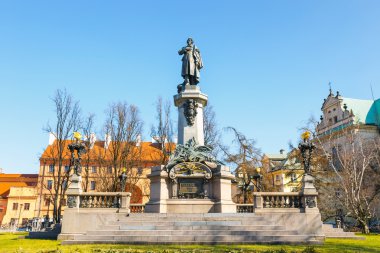 Adam Mickiewicz anıt Krakowskie Przedmiescie Street, Varşova, Polonya