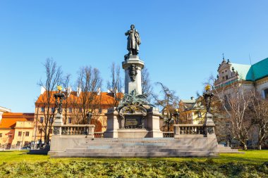 Adam Mickiewicz anıt Krakowskie Przedmiescie Street, Varşova, Polonya