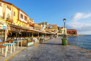 Hanya Girit - 25 Maj, 2016: Sabah görünümü eski bağlantı noktası Hanya Girit, Yunanistan. Hanya Girit ikinci büyük kentidir.