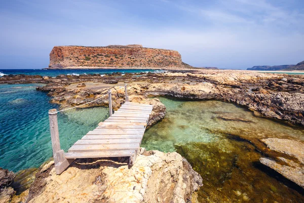 Blick auf den schönen Strand in der Lagune von Balos, Beton — Stockfoto