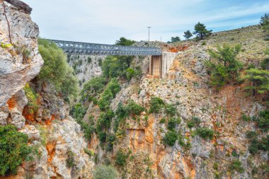 Famous truss bridge over Aradena Gorge, Crete Island, Greece clipart