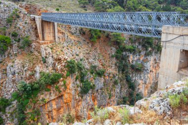 Ünlü truss köprüden Aradena Gorge, Girit Adası, Yunanistan