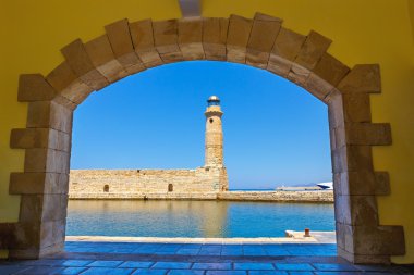 eski liman ve deniz feneri Rethymno, Crete, Yunanistan
